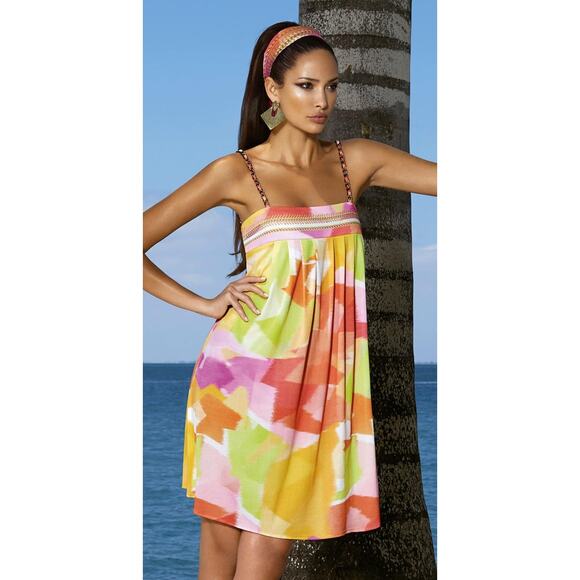 Maryan Mehlhorn Abstract Print Mini Dress Luxury Resortwear Size Large - Picture 8 of 8